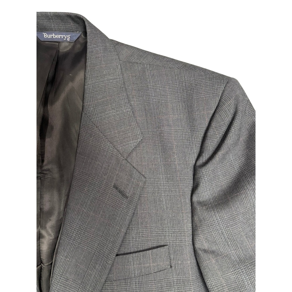 Burberrys Blazer Mens Grey Wool Glen Check 42R Sport Coat Vintage USA